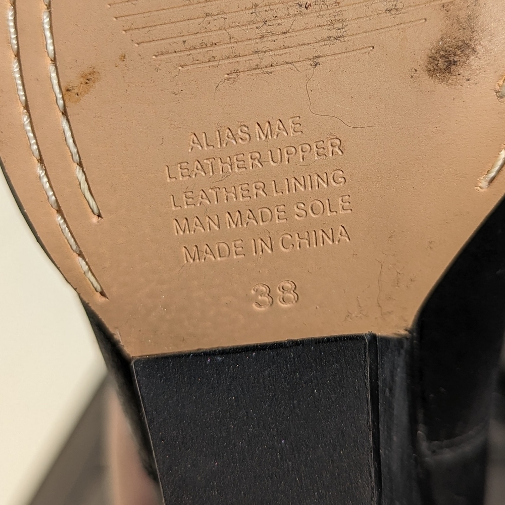 Alias Mae Black Leather Boots Sz 38 - Picture 3 of 4